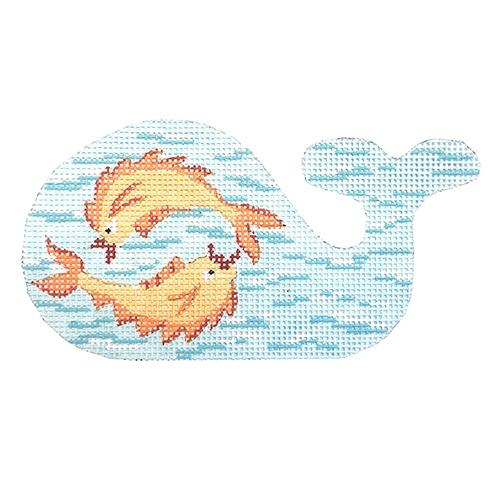 Mini Whale   Kissy Fish Painted Canvas Kate Dickerson Needlepoint Collections  - 1