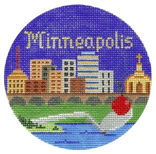 Minneapolis Ornament Painted Canvas Silver Needle 