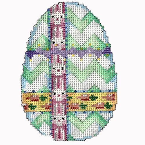 Mint Chevron Bunnies Ribbon & Carrots Eg Painted Canvas Associated Talents  - 1