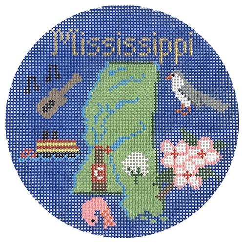 Mississippi Ornament Painted Canvas Silver Needle 