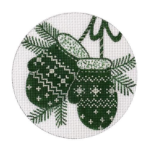 Mittens Ornament Green Painted Canvas Love You More  - 1