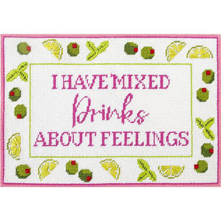 Mixed Drinks About Feelings Printed Canvas Needlepoint To Go 