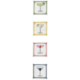 Mixed Drinks Coaster Strip Painted Canvas J. Child Designs 
