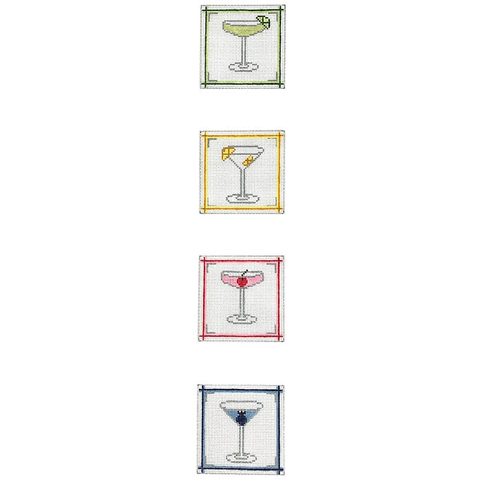 Mixed Drinks Coaster Strip Painted Canvas J. Child Designs  - 1