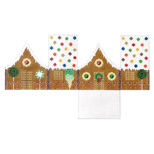 M&M Arched Roof 3D Gingerbread House on 18 Painted Canvas Susan Roberts Needlepoint Designs Inc. 