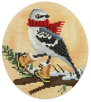 Mockingbird with Red Scarf & Boots Painted Canvas Scott Church Creative 
