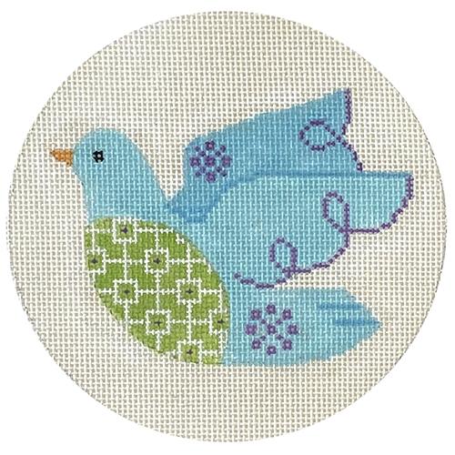 Mod Bird   Dove Ornament Painted Canvas Eye Candy Needleart  - 1