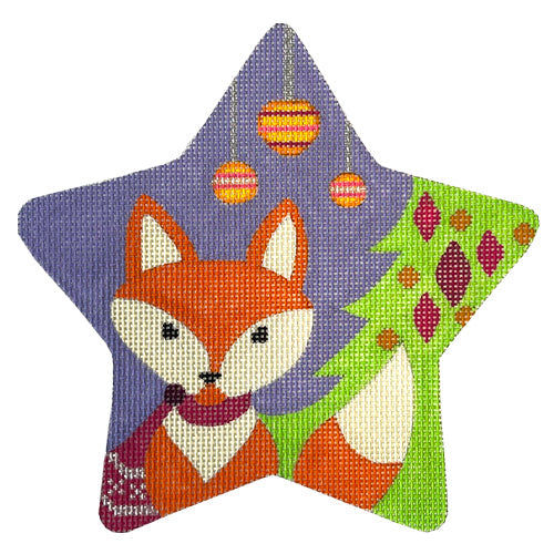 Mod Fox Star - Bright Colors Painted Canvas Eye Candy Needleart 