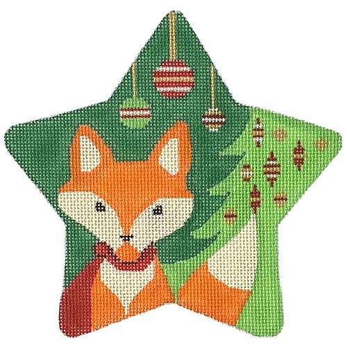 Mod Fox Star - Traditional Colors Painted Canvas Eye Candy Needleart 