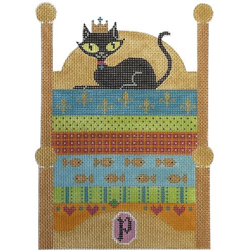 Mod Kitty Princess and the Pea Painted Canvas Eye Candy Needleart 