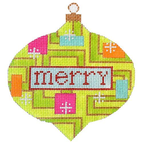 Mod Merry Ornament Painted Canvas Eye Candy Needleart 
