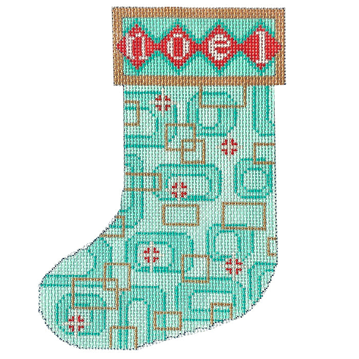 Mod Noel Mini Sock Painted Canvas Eye Candy Needleart  - 1