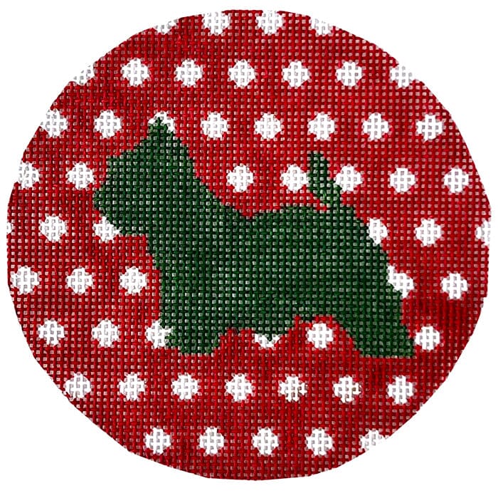 Mod Westie on Polka Dots Painted Canvas Susan Battle Needlepoint  - 1