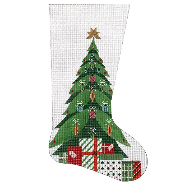 Modern Christmas Tree Stocking Painted Canvas Alice Peterson Company  - 1