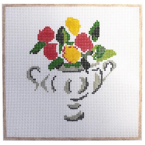 Modern Rose   13 mesh Painted Canvas The Plum Stitchery 
