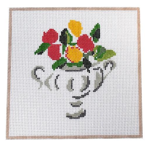 Modern Rose Bouquet Painted Canvas The Plum Stitchery  - 1