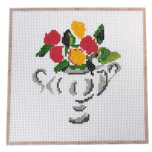 Modern Rose Bouquet Painted Canvas The Plum Stitchery 