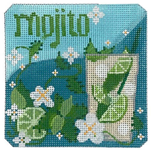 Mojito Cocktail Coaster Painted Canvas Danji Designs 