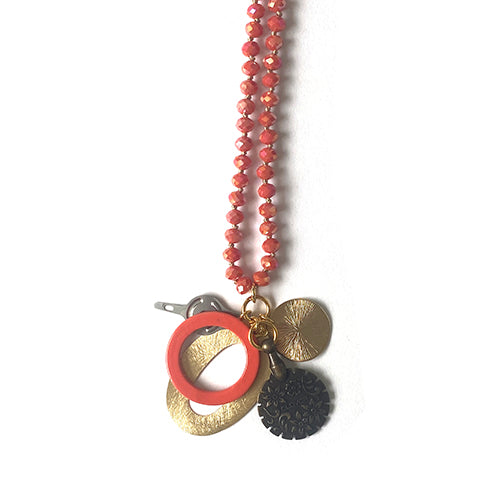 MollyBeads Necklace - Coral & Coral Ring w/ Gold Accessories MollyBeads 