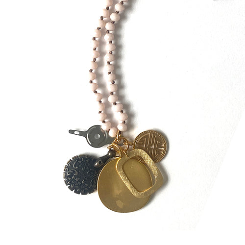 MollyBeads Necklace - Light Pink & Gold Pendants Accessories MollyBeads 