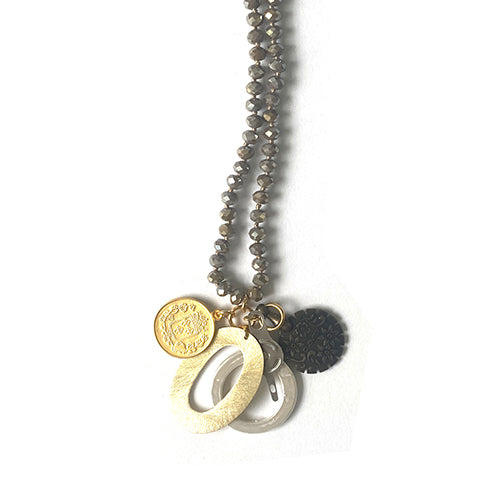 MollyBeads Necklace - Smoke & Shell Ring w/ Coin Accessories MollyBeads 