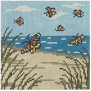 Monarch Butterly Beach Coaster Painted Canvas Needle Crossings 
