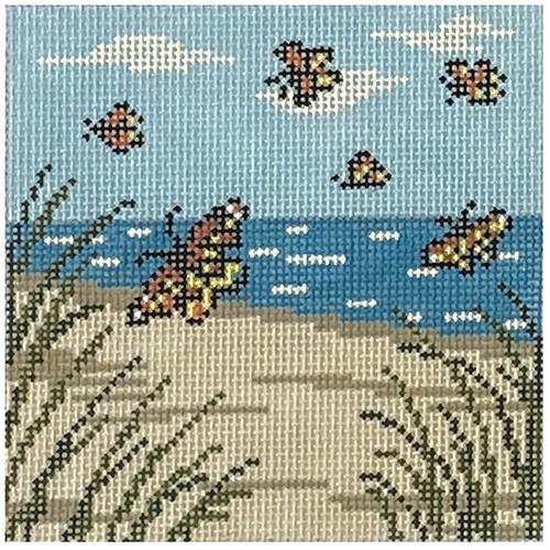 Monarch Butterly Beach Coaster Painted Canvas Needle Crossings 
