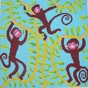 Monkey Amigos Painted Canvas Birds of a Feather 