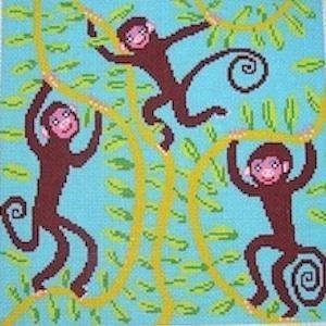 Monkey Amigos Painted Canvas Birds of a Feather  - 1