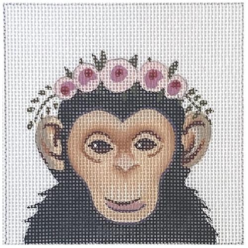 Monkey with Floral Crown Painted Canvas Colors of Praise 