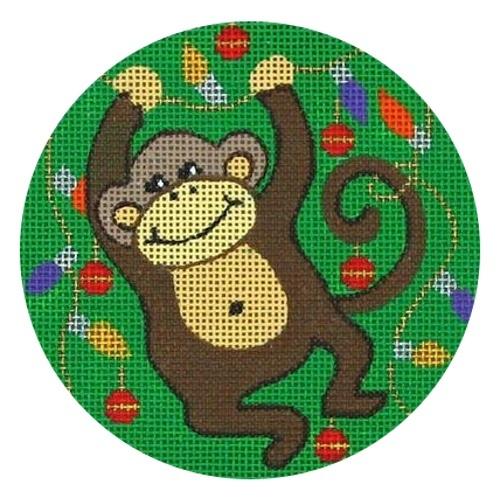 Monkey with Lights Painted Canvas Vallerie Needlepoint Gallery  - 1