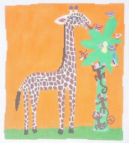 Monkeys and Giraffes Painted Canvas Birds of a Feather 