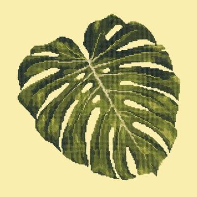 Monstera Leaf Needlepoint Kit Kits Elizabeth Bradley Design Butter Yellow 
