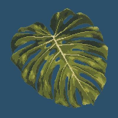 Monstera Leaf Needlepoint Kit Kits Elizabeth Bradley Design Dark Blue 