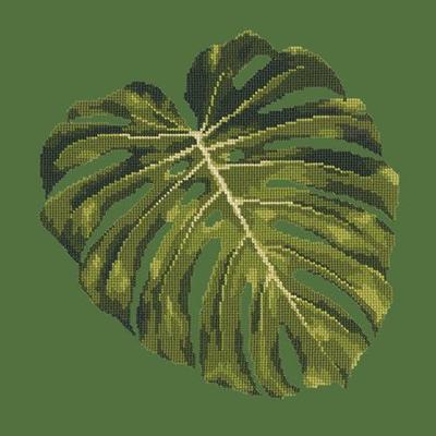 Monstera Leaf Needlepoint Kit Kits Elizabeth Bradley Design Dark Green 
