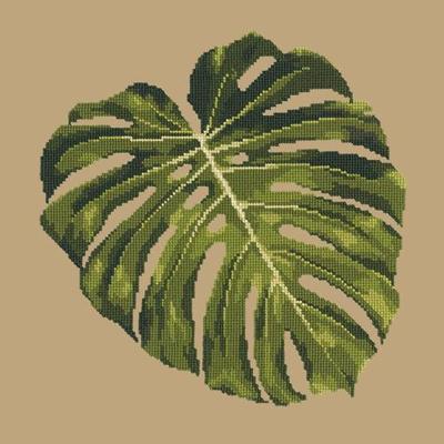 Monstera Leaf Needlepoint Kit Kits Elizabeth Bradley Design Sand 
