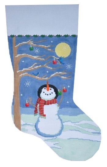 Moonlight Snowman Stocking Painted Canvas Susan Roberts Needlepoint Designs Inc.  - 1