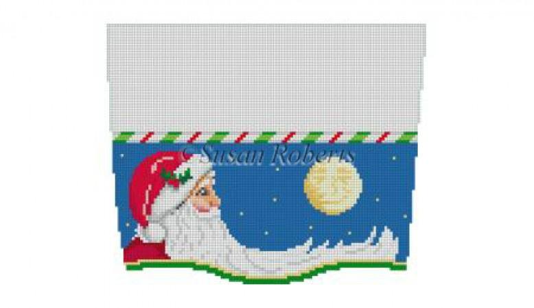 Moonlit Santa Stocking Topper Painted Canvas Susan Roberts Needlepoint Designs Inc. 