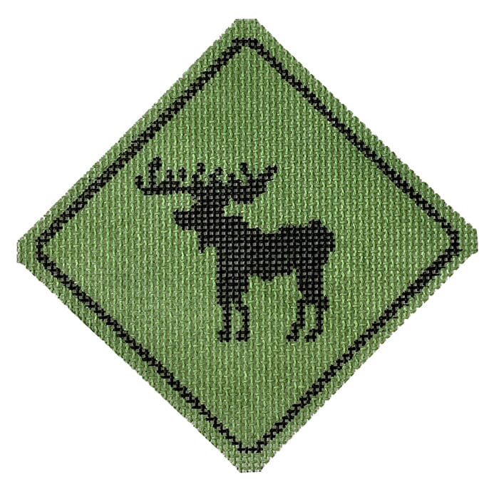 Moose Crossing Painted Canvas Walker's Needlepoint 