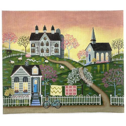 Morning Bike Ride in the Country Painted Canvas Painted Pony Designs  - 1