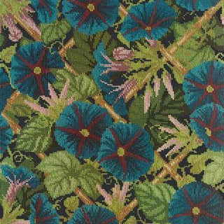Morning Glory Trellis Needlepoint Kit Kits Elizabeth Bradley Design Black 

