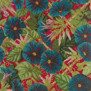 Morning Glory Trellis Needlepoint Kit Kits Elizabeth Bradley Design Bright Red 
