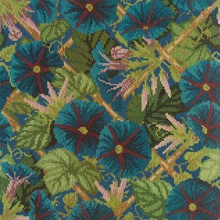 Morning Glory Trellis Needlepoint Kit Kits Elizabeth Bradley Design Dark Blue 
