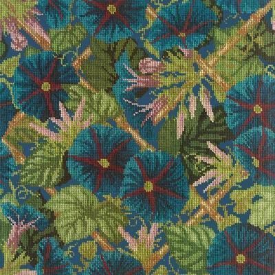 Morning Glory Trellis Needlepoint Kit Kits Elizabeth Bradley Design Dark Blue 
