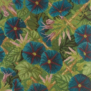 Morning Glory Trellis Needlepoint Kit Kits Elizabeth Bradley Design Dark Green 
