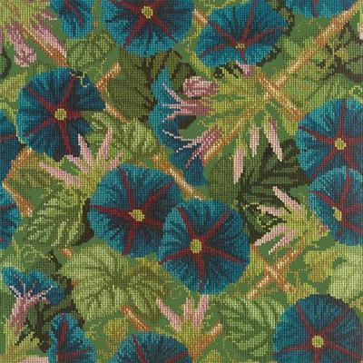 Morning Glory Trellis Needlepoint Kit Kits Elizabeth Bradley Design Dark Green 

