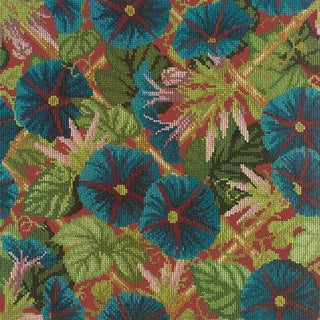 Morning Glory Trellis Needlepoint Kit Kits Elizabeth Bradley Design Dark Red 
