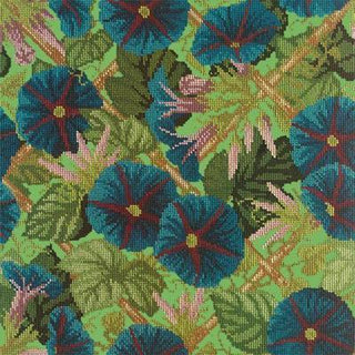 Morning Glory Trellis Needlepoint Kit Kits Elizabeth Bradley Design Grass Green 
