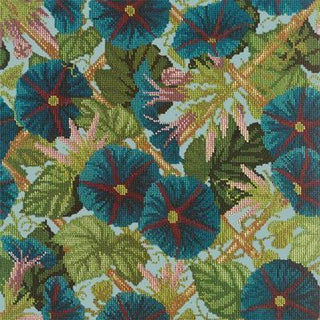 Morning Glory Trellis Needlepoint Kit Kits Elizabeth Bradley Design Pale Blue 
