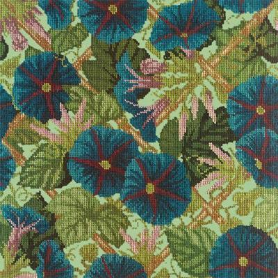 Morning Glory Trellis Needlepoint Kit Kits Elizabeth Bradley Design Pale Green 
